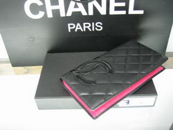 AAA Chanel Leather Bright Black CC Logo Bi-Fold Wallet 26717 Black Online